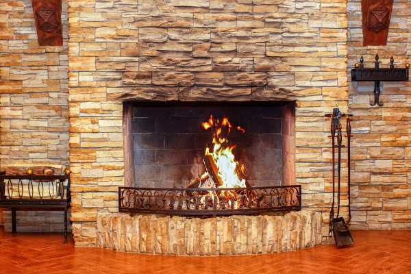 stone fireplace