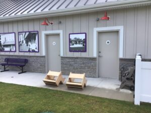 Restroom side of the building. 