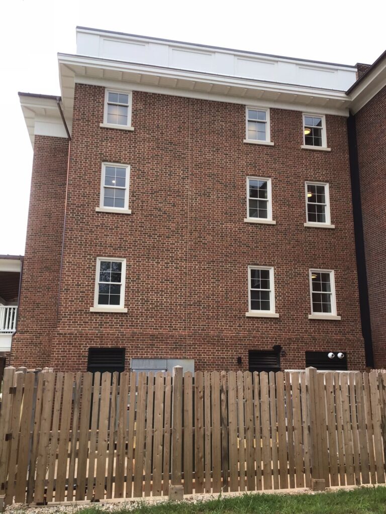 Right side of the building.