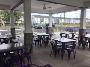 The patio part of the building.