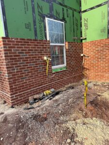 Brick on side of the building.
