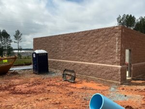 Right side of the structure.