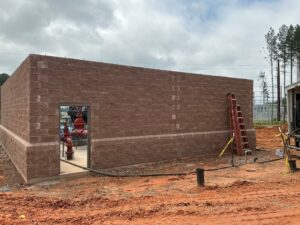 Left side of the structure. 
