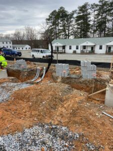 Right side of the foundation being built.